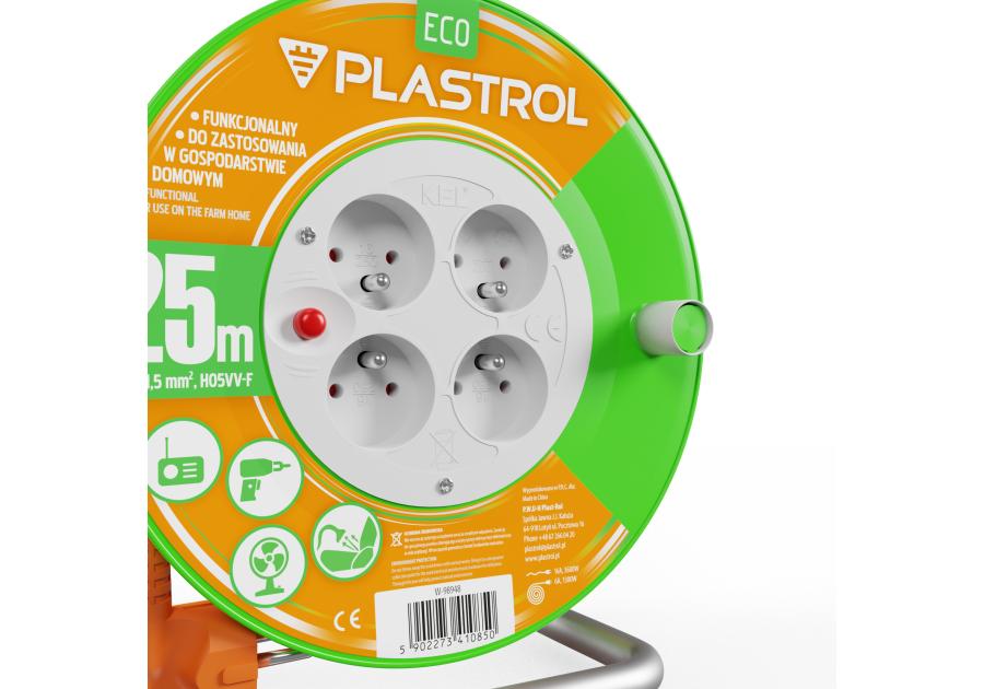 Przedłużacz bębnowy Eco PB-ST/S/25M/3X1,5/H05VV-F pomarańczowy PLASTROL