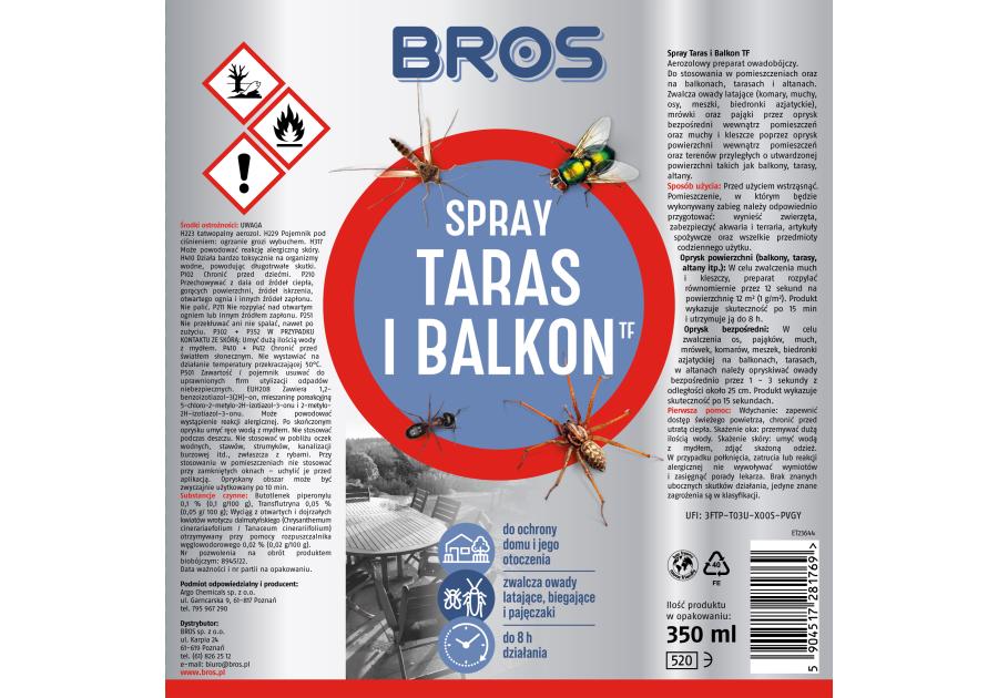 Spray na owady taras i balkon 350 ml BROS
