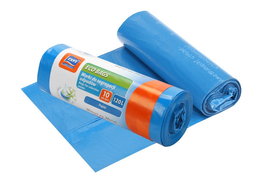 Worki Eco Bags 120 L - 10 szt. niebieskie papier RAVI