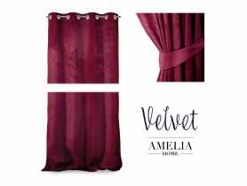 Zasłona Velvet Eyelets bordowy 140x270 cm AMELIAHOME