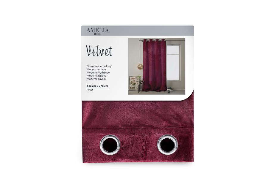 Zasłona Velvet Eyelets bordowy 140x270 cm AMELIAHOME