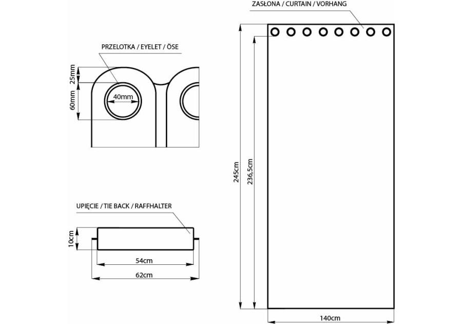 Zasłona Blackout Eyelets niebieski 140x245 cm AMELIAHOME