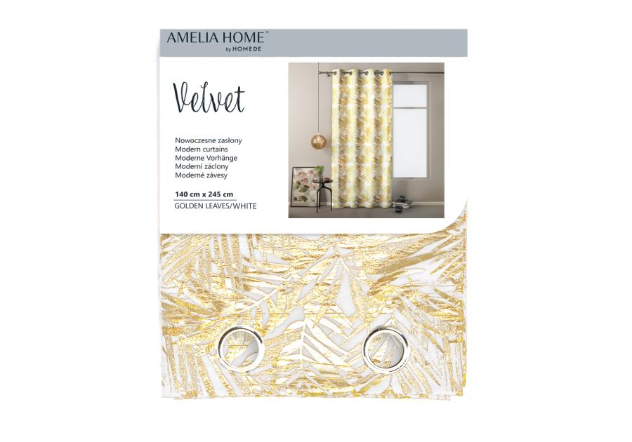 Zasłona Velvet Goldeneaves biały 140x245 cm AMELIAHOME