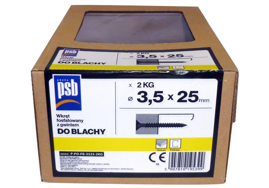 Wkręt fosfatowany do blachy 3,5x25 mm - 2 kg SILA