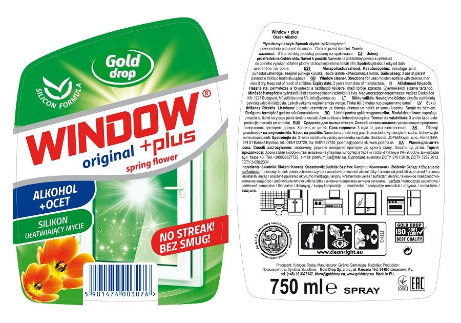 Płyn do mycia szyb z rozpylaczem Ocet 0,75 L spring flower WINDOW PLUS