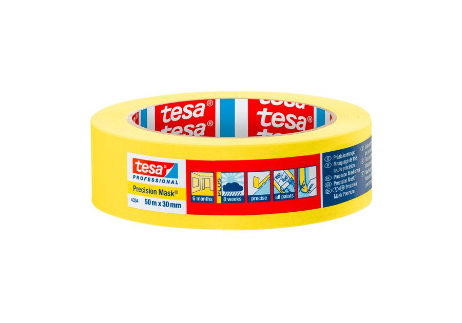 Taśma maskująca, malarska Professional, 50 m-30 mm, żółta TESA