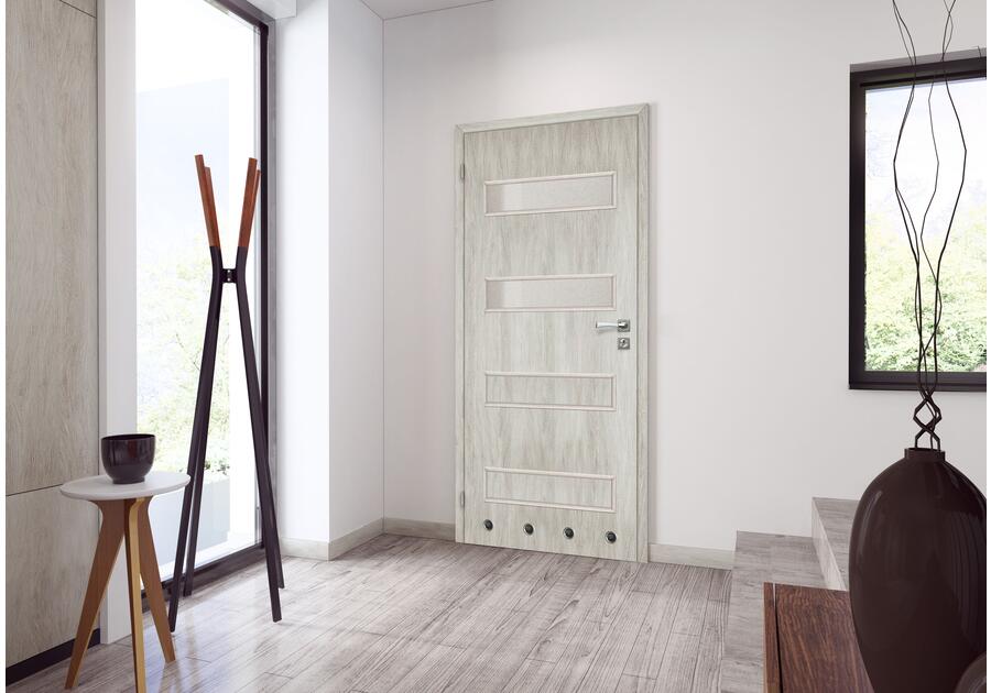 Drzwi wewnętrzne 80 cm lewe 2/4 dąb srebrny lakierowany Milano VOSTER