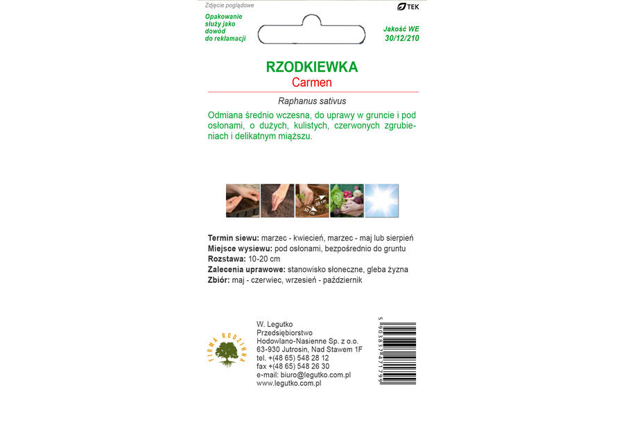 Rzodkiewka Carmen nasiona tradycyjne 10 g W. LEGUTKO