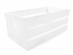 Skrzynka z wyciętymi sercami 36x20x15 cm biała TIN TOURS