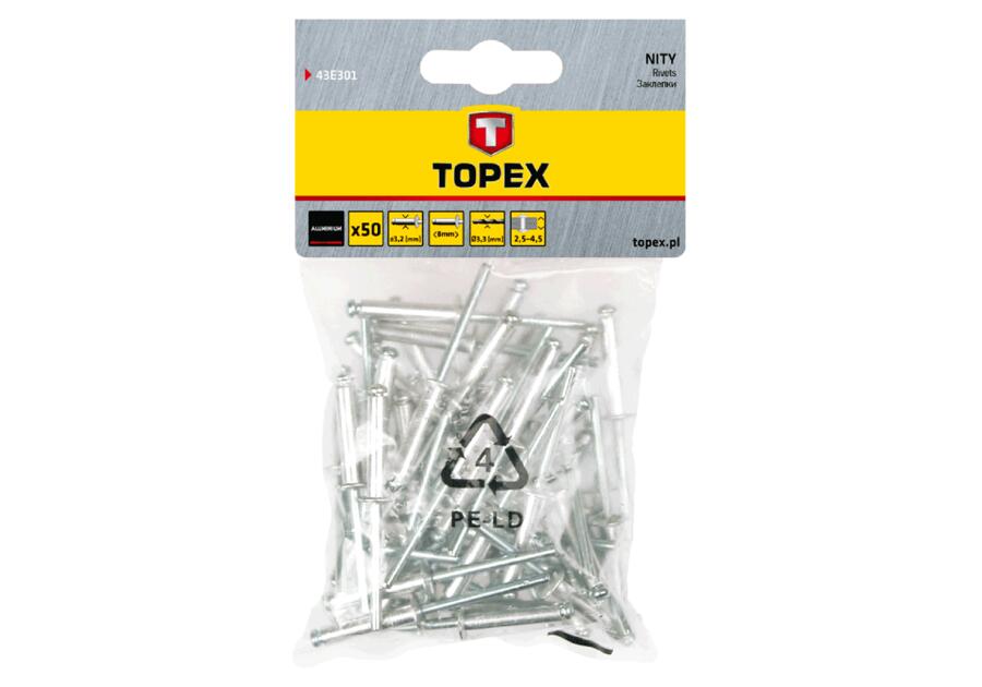 Nity aluminiowe 3.2 x 8 mm, 50 sztuk TOPEX