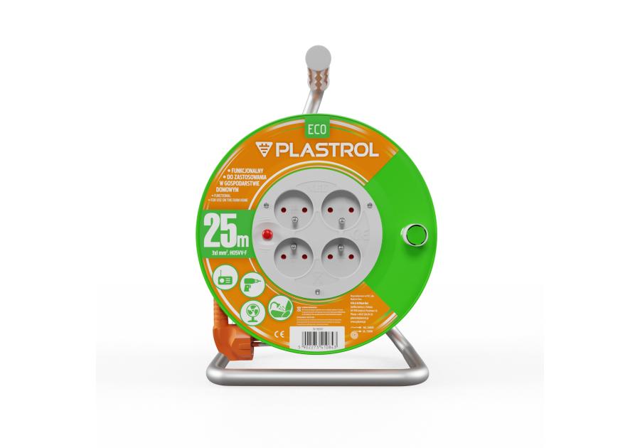 Przedłużacz bębnowy Eco PB-ST/S/25M/3X1/H05VV-F pomarańczowy PLASTROL