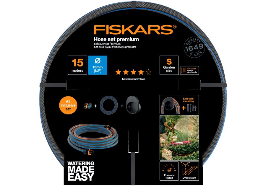 Zestaw uchwyt naścienny z wężem 13 mm - 1/2 - 15 m Q4 FISKARS