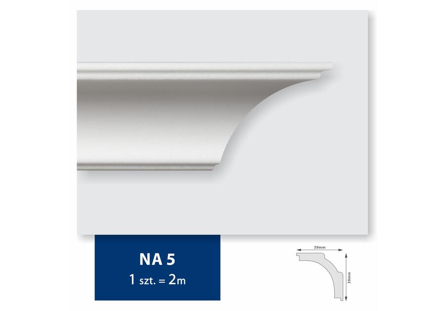 Listwa sufitowa z polistyrenu NA 5, 2 sztuki 200x3,9x3,9 cm biały DMS