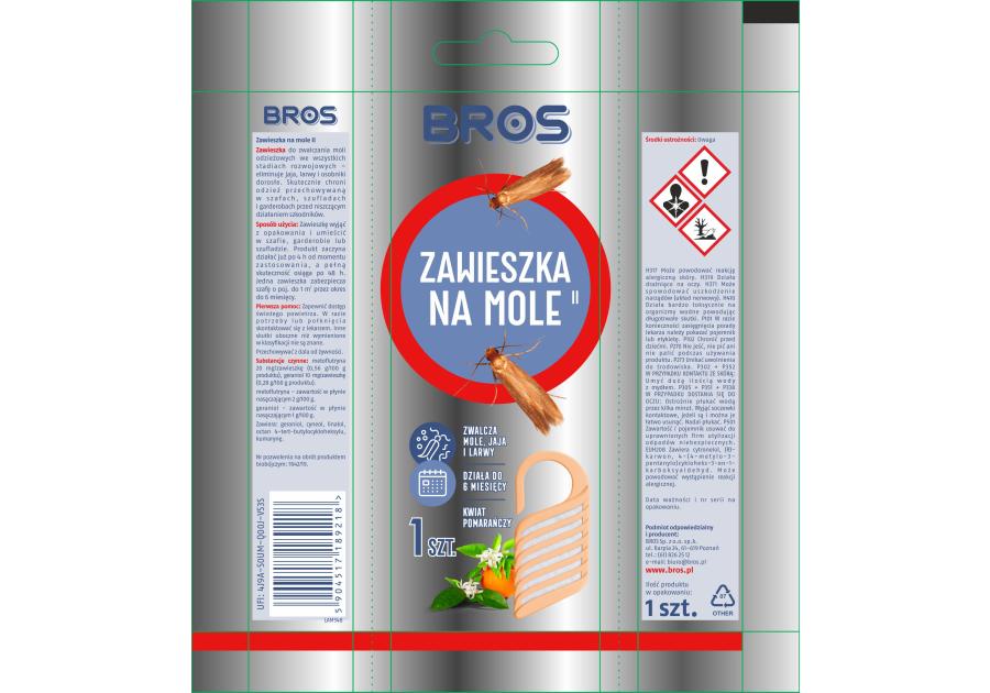 Zawieszka na mole kwiat pomarańczy BROS