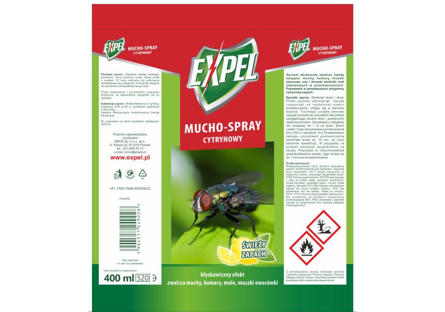 Preparat na muchy 400 ml cytrynowy EXPEL