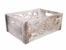 Skrzynka drewniana z wyciętym motywem 31x23x12 cm dekoracyjna TIN TOURS