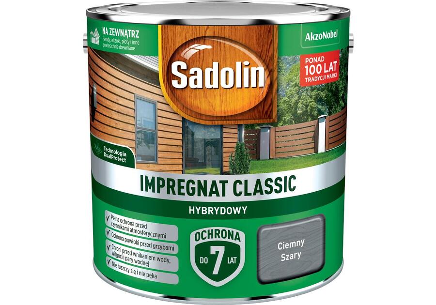 Impregnat ochronno-dekoracyjny hybrydowy Classic 2,5 L ciemny szary SADOLIN