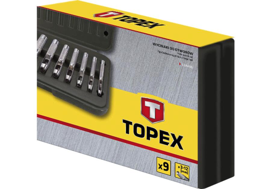 Wycinaki do otworów, zakres 3-12 mm, 9 sztUK TOPEX