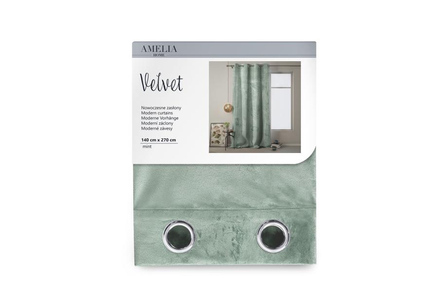 Zasłona Velvet Eyelets miętowy 140x270 cm AMELIAHOME
