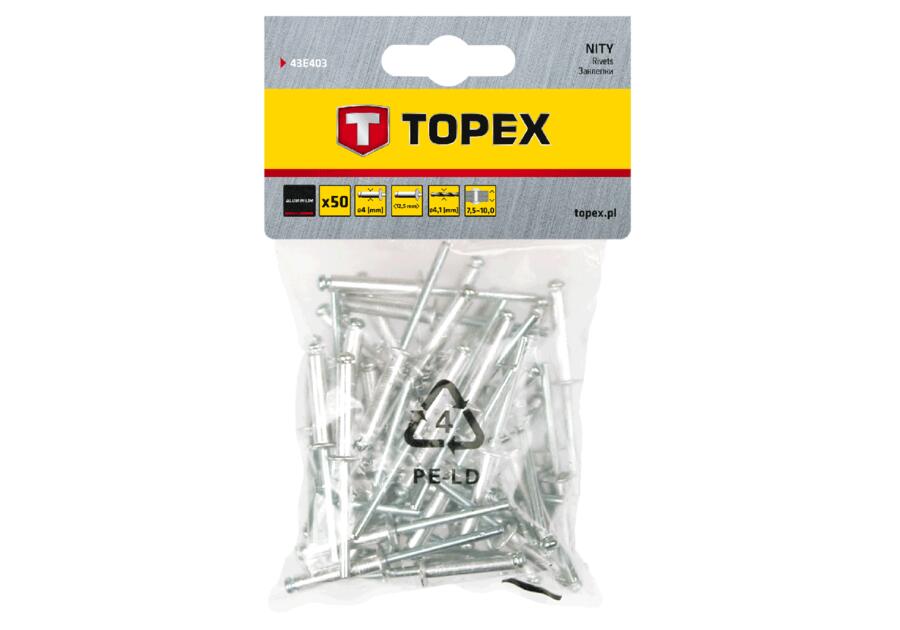 Nity aluminiowe 4.0 x 12.5 mm, 50 sztuk TOPEX