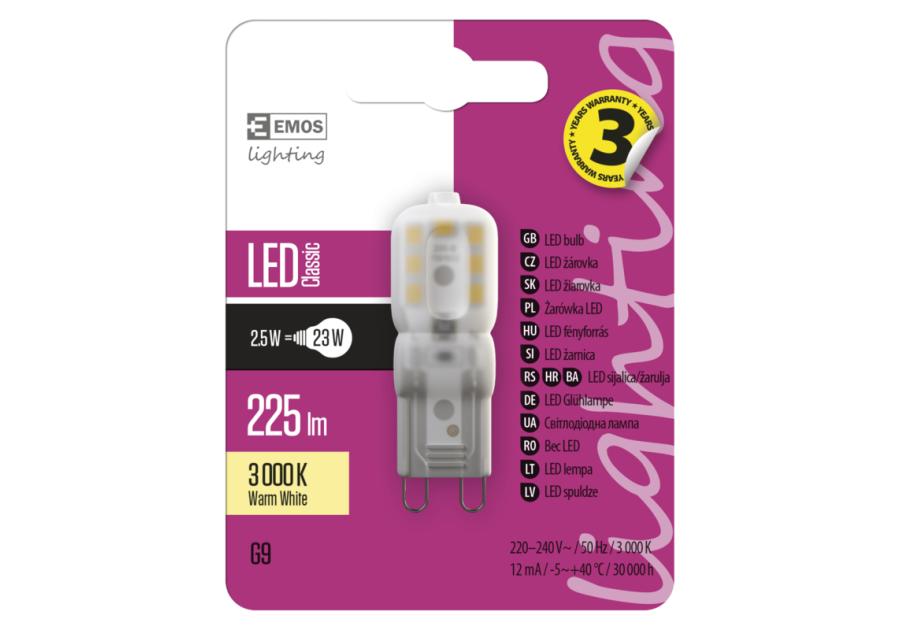 Żarówka LED Classic JC A++ 2,5W G9 ciepła biel EMOS