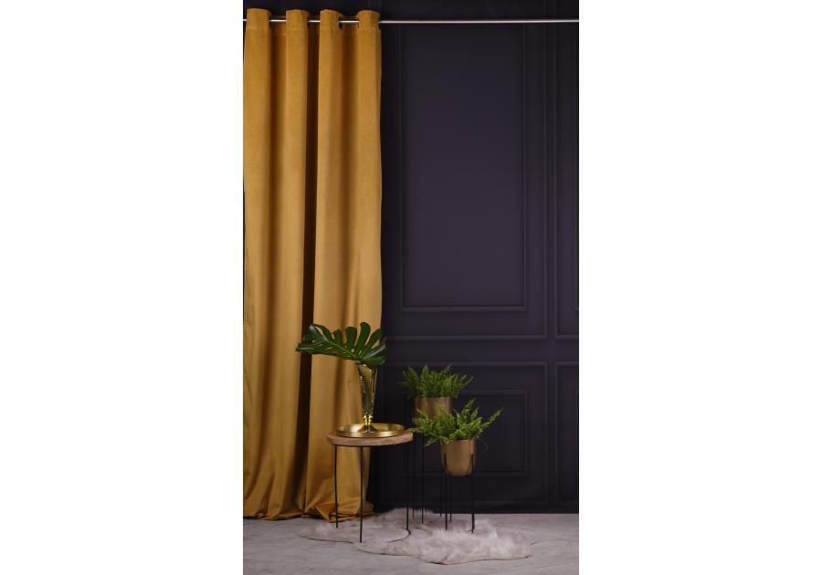 Zasłona velvet gładki pierre musztardowy 140x270 cm CHIC HOME