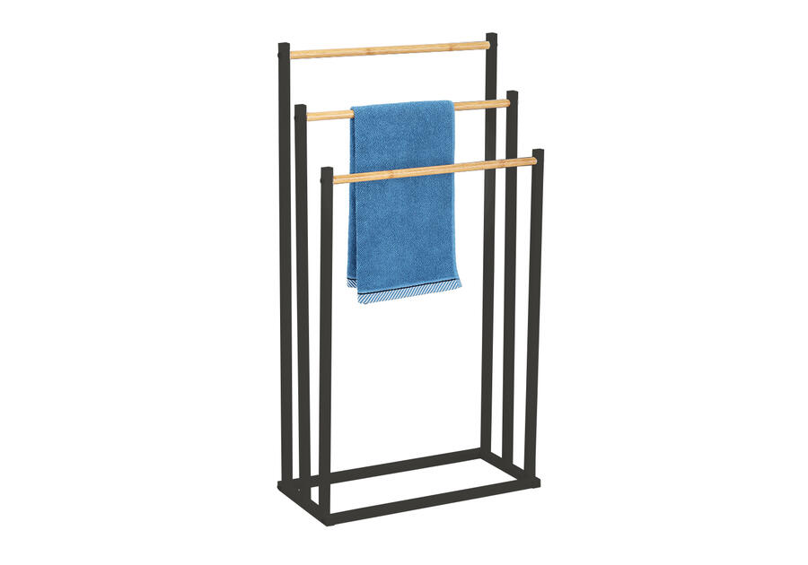 Wieszak/stojak na ręczniki potrójny 45x22x85 cm czarny ALTOMDESIGN