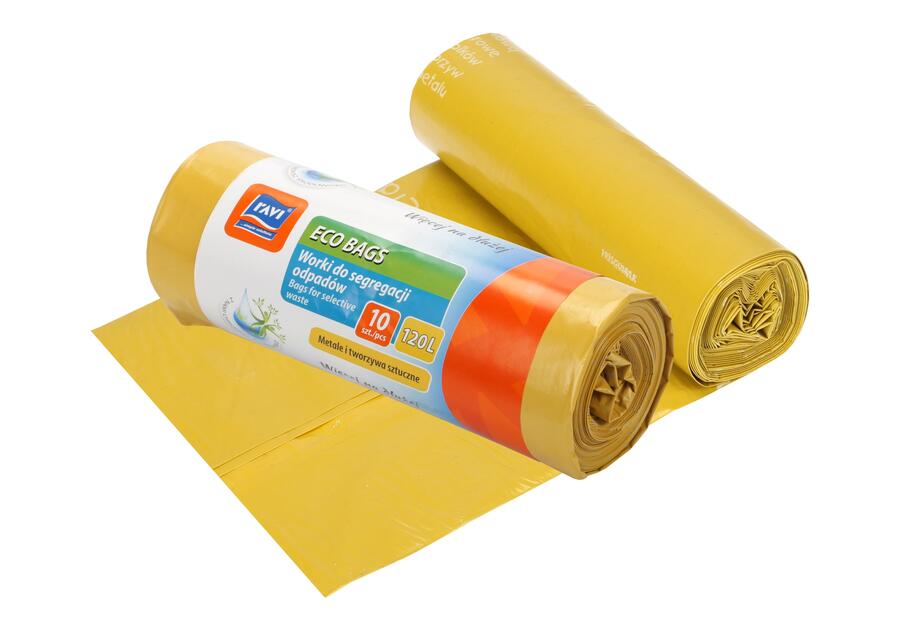 Worki Eco Bags 120 L - 10 szt. żółte plastik RAVI
