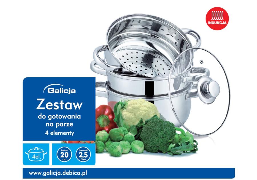 Zestaw garnków 4-elementowy do gotowania na parze nierdzewny GALICJA