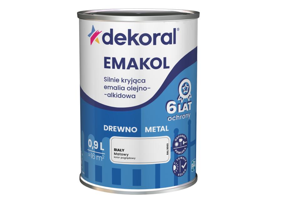 Emalia ftalowa Emakol Strong biały matowy 0,9 L DEKORAL