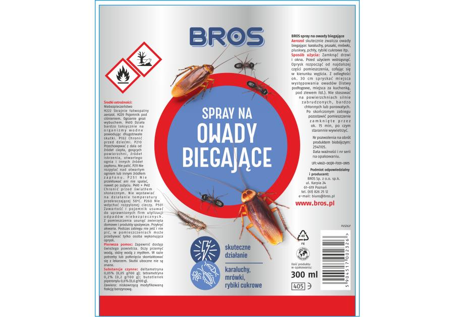 Spray na owady biegające 300 ml BROS