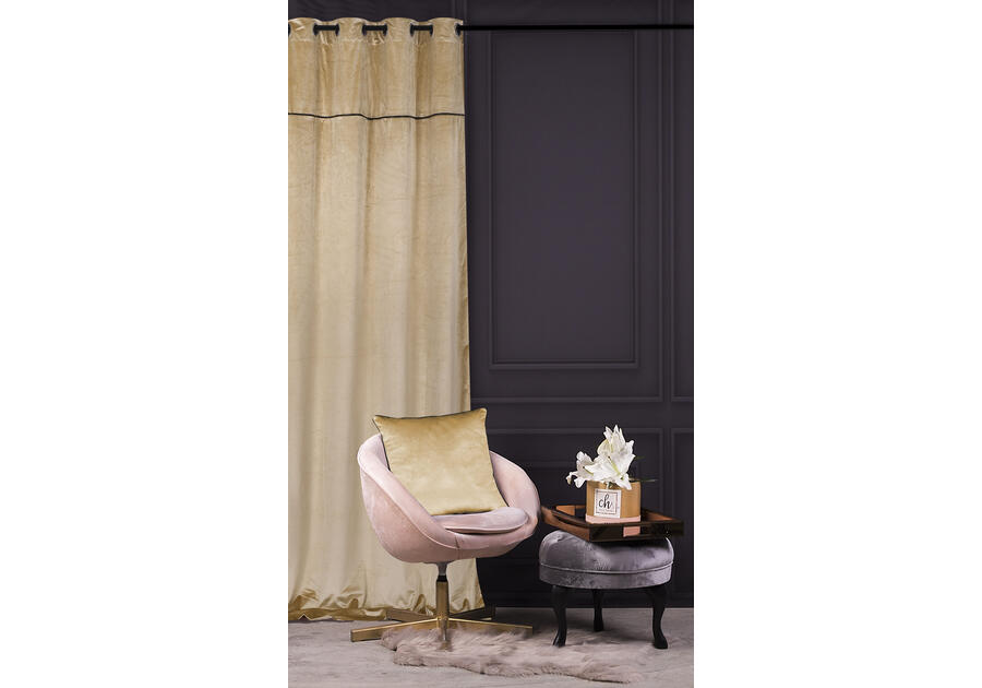 Zasłona welwetowa z wszywką z ekoskóry posh chic złoty 140x270 cm CHIC HOME