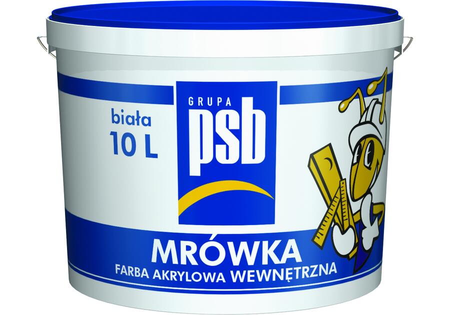 Farba akrylowa do ścian i sufitów biała 10 L Mrówka PSB