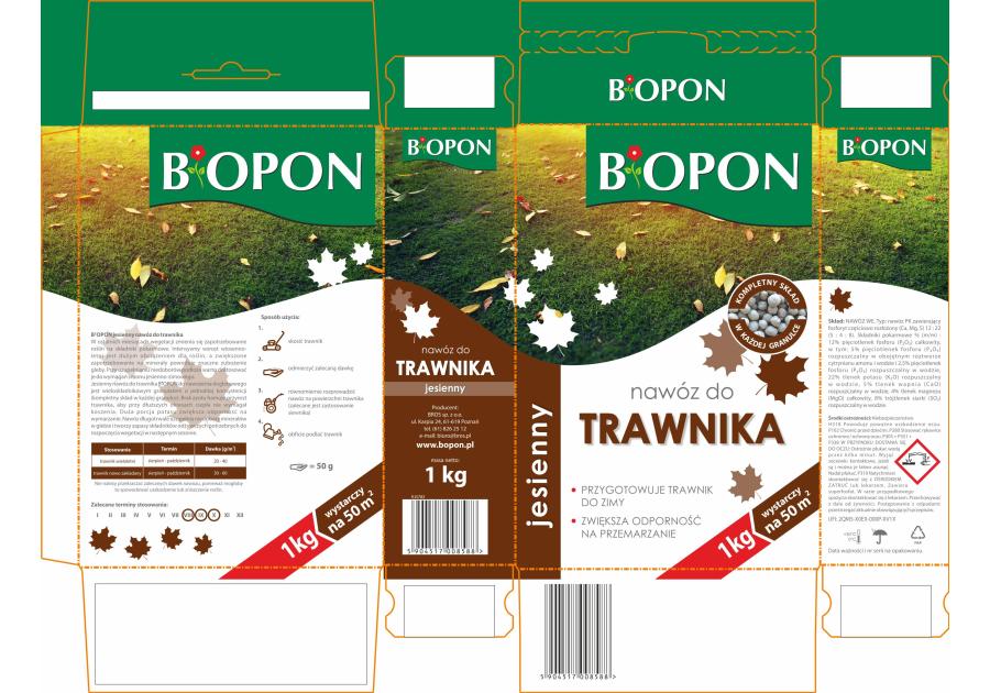 Nawóz jesienny do trawnika 1 kg BIOPON