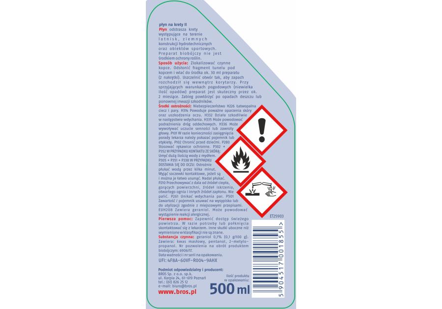 Płyn na krety 500 ml BROS