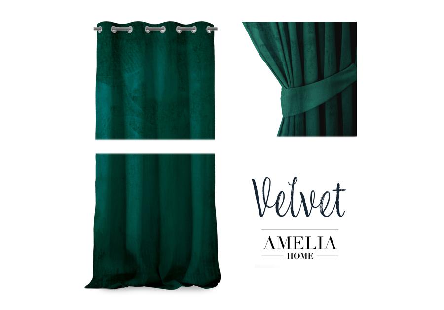 Zasłona Velvet Eyelets ciemnozielony 140x270 cm AMELIAHOME