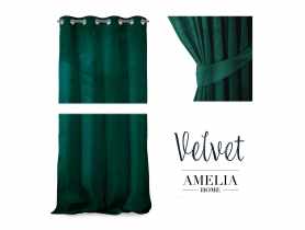 Zasłona Velvet Eyelets ciemnozielony 140x270 cm AMELIAHOME
