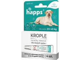 Krople na pchły i kleszcze dla dużych psów 20-40 kg 4 sztuki HAPPS HERBAL