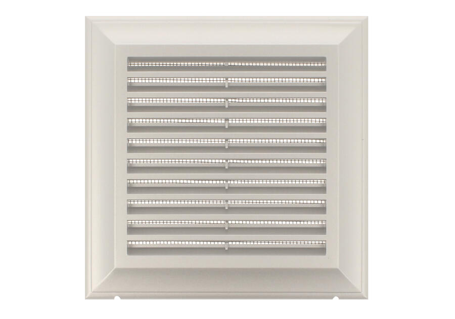 Kratka wentylacyjna 140x140 mm z siatką i kołnierzem prostokątnym 100x100 mm satyna VENTIKA