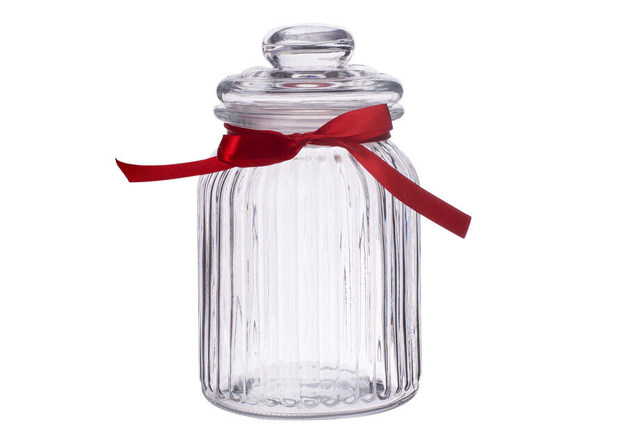Słoik do przechowywania Relief z kokardą czerwoną 900 ml ALTOMDESIGN
