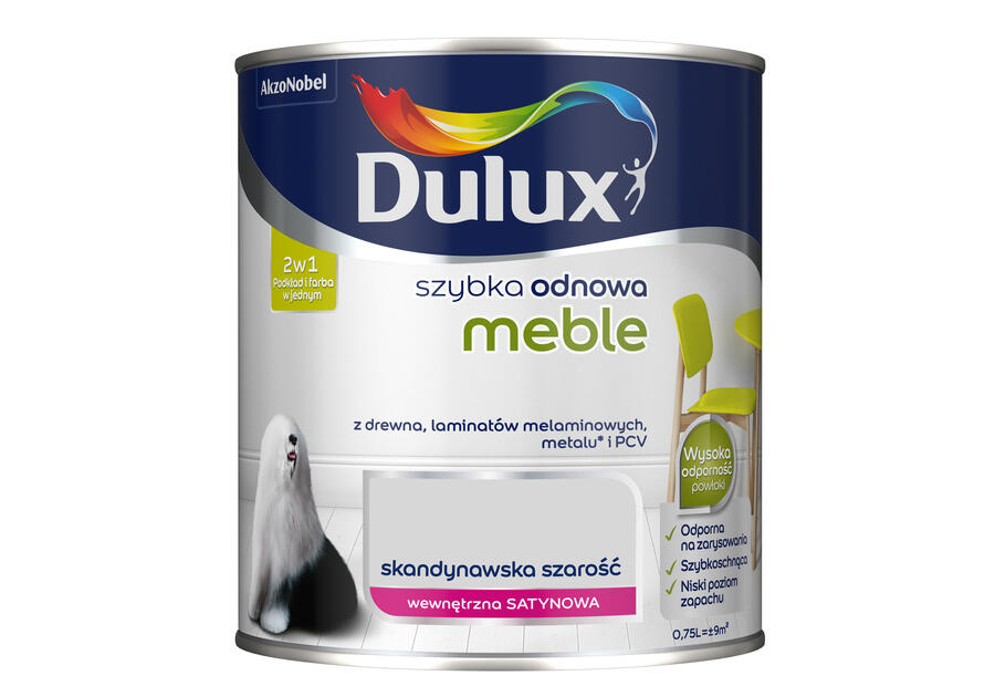 Farba Szybka Odnowa Meble 0,75 L skandynawska szarość DULUX
