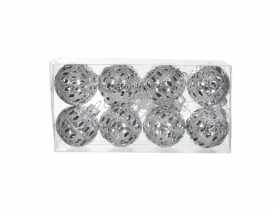 Zestaw 8 szt. bombek plastikowych ażurowych 4 cm, srebrne JUMI