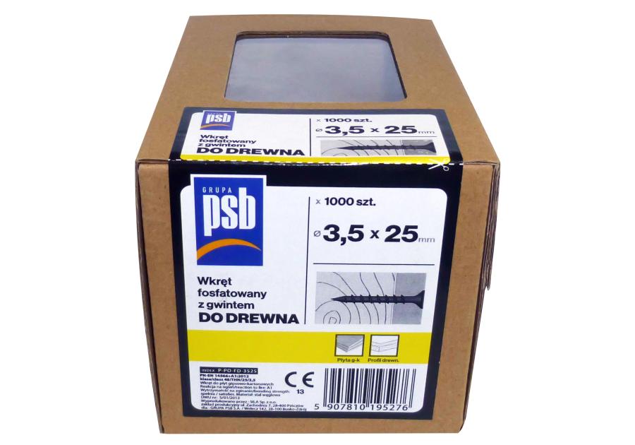 Wkręt fosfatowany do drewna 3,5x25 mm - 1000 szt. SILA