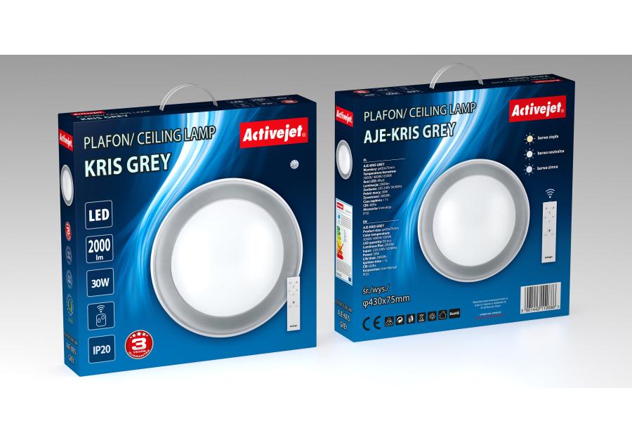 Plafon LED Aje-Kris Grey + pilot ACTIVEJET