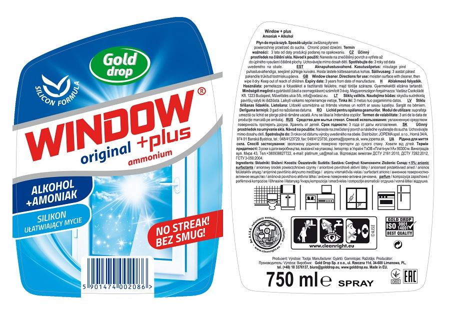 Płyn do mycia szyb Amoniak 0,75 L rozpylacz WINDOW PLUS