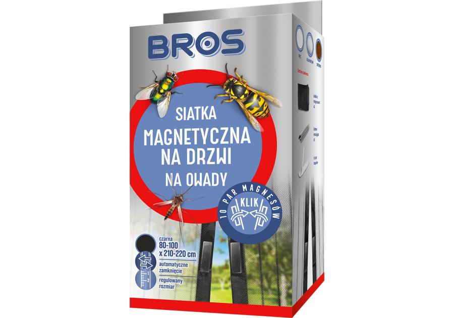 Siatka na drzwi magnetyczna 100 x 220 cm czarna BROS