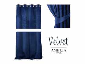 Zasłona Velvet Eyelets ciemnoniebieski 140x270 cm AMELIAHOME