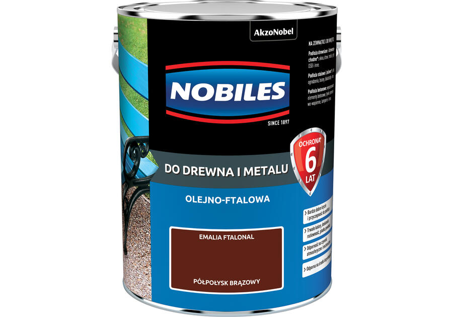 Farba ftalowa do drewna i metalu Ftalonal 5 L brązowy NOBILES