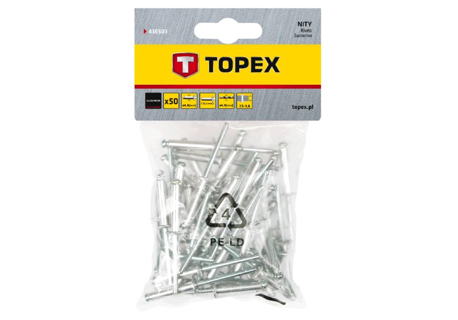 Nity aluminiowe 4.8 x 12.5 mm, 50 sztuk TOPEX