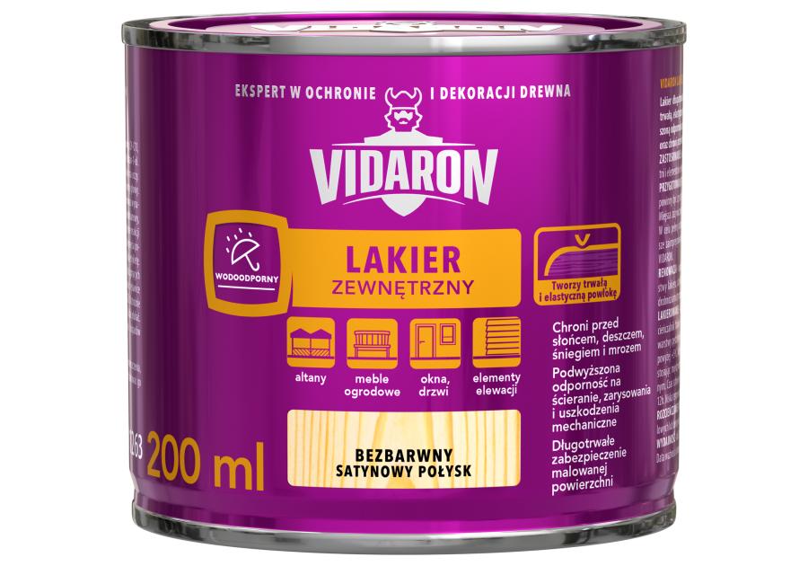 Lakier zewnętrzny do drewna 0,2 L satynowy VIDARON